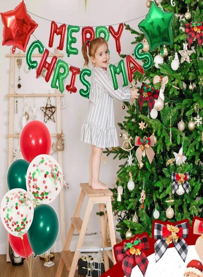 DECGOL Merry Christmas Balloons Banner 13pcs Aluminum Foil 16 Inch Letters with 2pcs 18 Inch Star Balloons 30pcs Red Green Confetti Balloon for Christmas Party Decorations - Image 3
